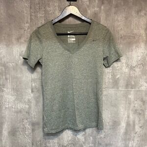Nike Womens Dri-FIT V-Neck Athletic Cut T-Shirt Heathered Gray 684823-063
